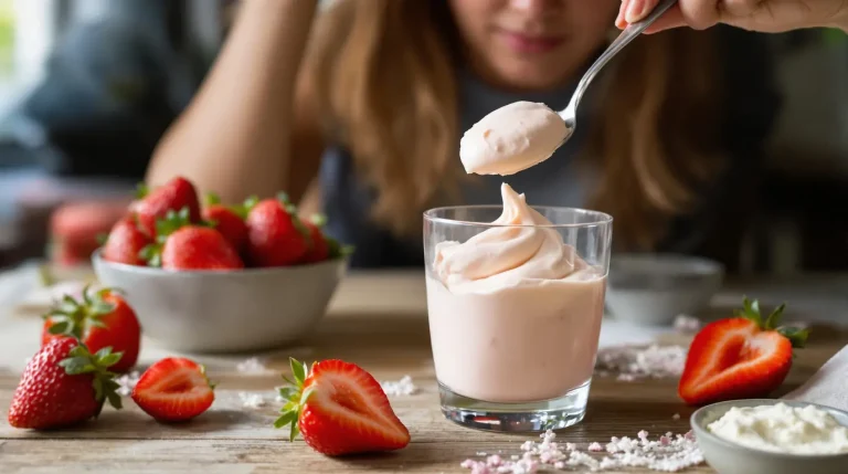 Fraises : j’ai testé ce dessert 2 ingrédients sans cuisson, il fond en bouche et se prépare vite