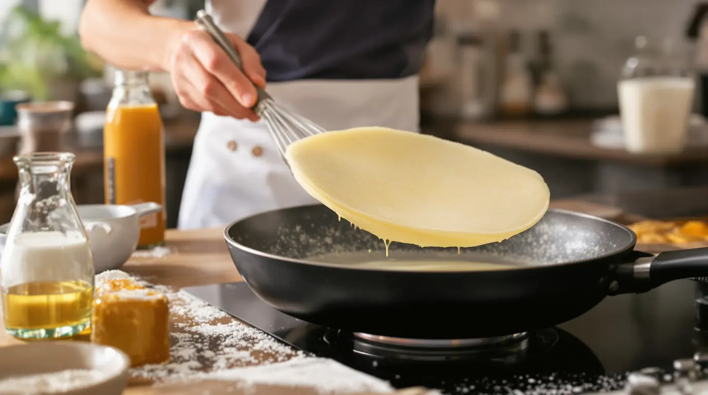 Pâte à crêpes de Christophe Michalak : le secret d'une recette ultra-légère, express sans repos et avec peu d’œufs Pâte à crêpes de Christophe Michalak : le secret d'une recette ultra-légère, express sans repos et avec peu d’œufs