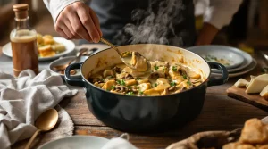 recette pintade en cocotte champignons crème fraîche