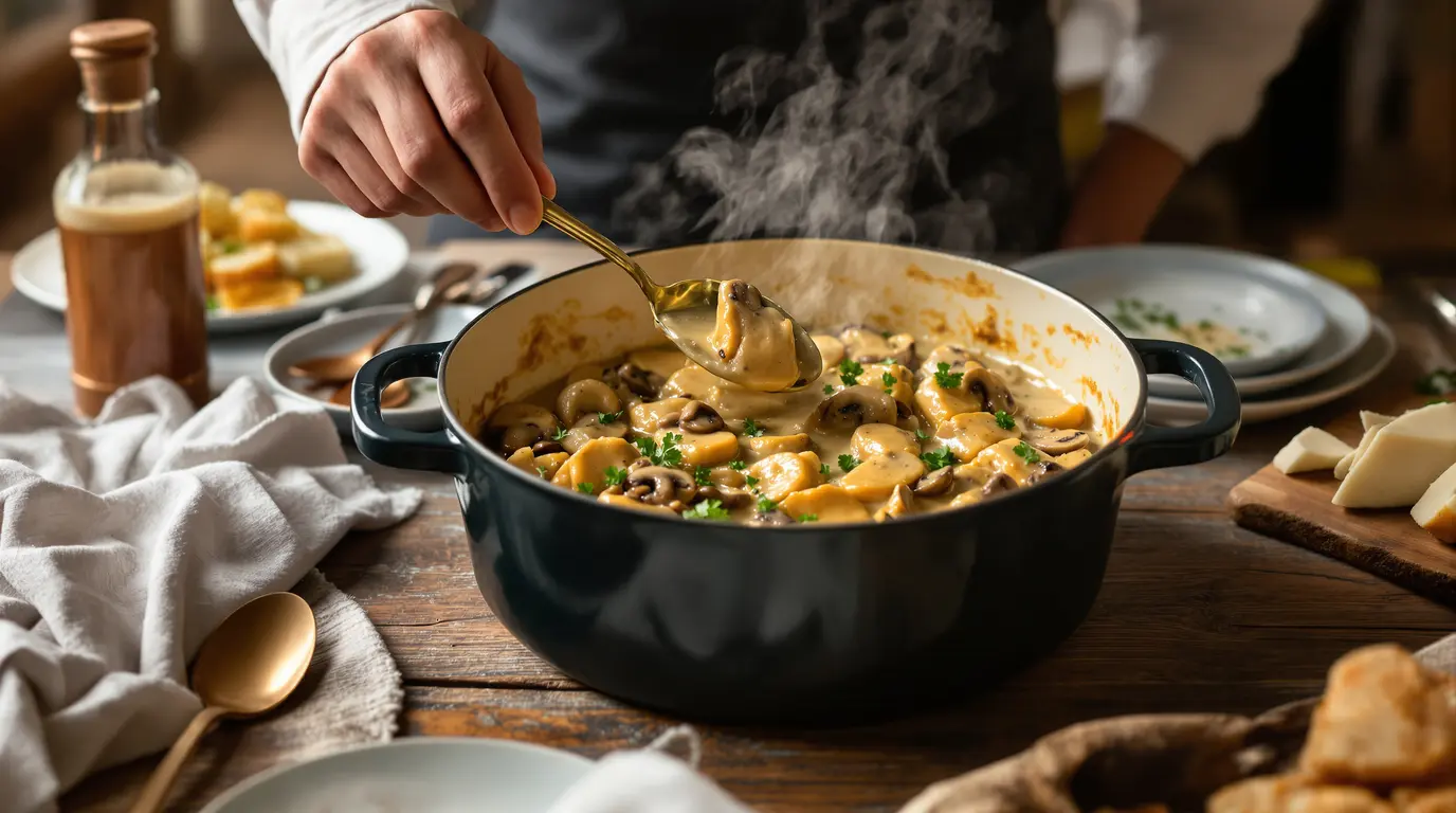 Recette pintade en cocotte champignons crème fraîche facile recette pintade en cocotte champignons crème fraîche